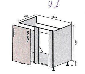 Кухонный модуль нижний №91 Оливия (80х48х82 см, под мойку, кашемир) IMI m-km-lv-n-91-ksmr фото