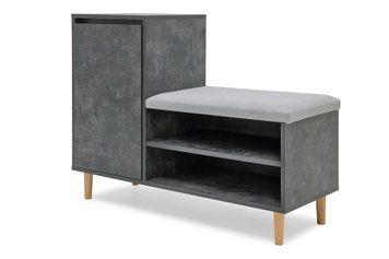 Тумба для обуви с сидением FrostFeel-10 (бетон темный и лили 94, 1000х385х760 мм) ltmb-to10-btn-tmn фото