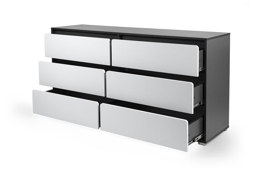 Комод ModaVista-3 6ШУХ (Антрацит + Німфея Альба, 160x43x80 см) IMI lkmd-rt3-ntr-nmf-lb фото