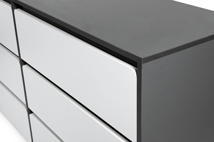 Комод ModaVista-3 6ШУХ (Антрацит + Німфея Альба, 160x43x80 см) IMI lkmd-rt3-ntr-nmf-lb фото