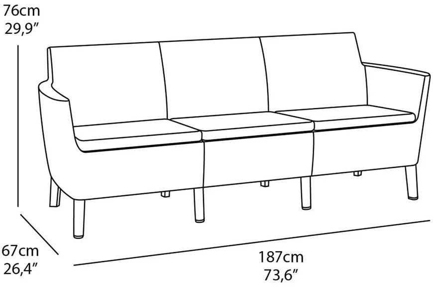 Садовый диван Явор (187 &times; 67 см, графит) kt-dvns-slm-3-st-sf-grf фото
